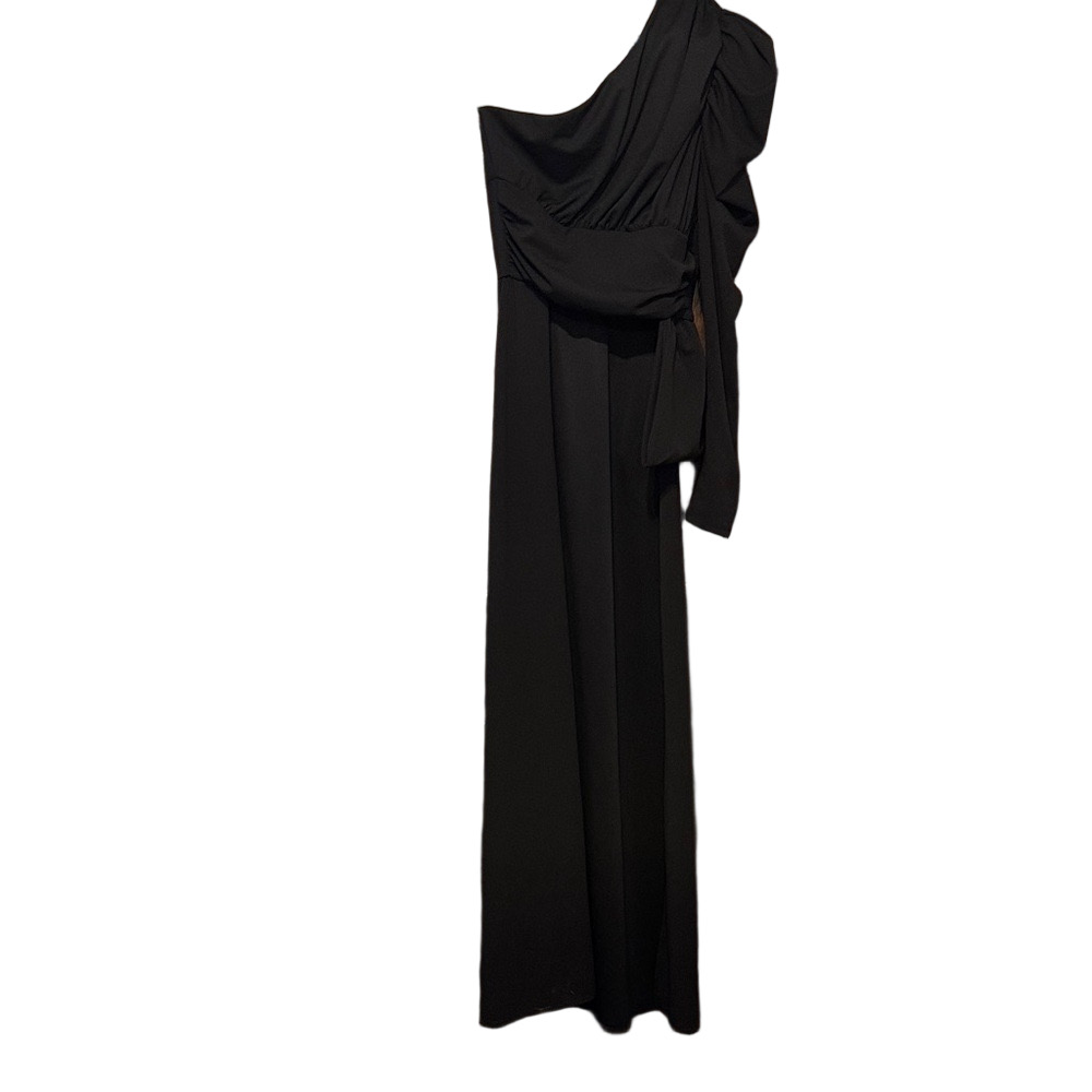 AKIRA Black One Shoulder Open Front Elongated Back High-Low Blouse NWT